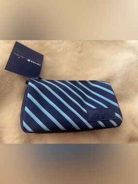 NWT Brooks Brothers Navy and Light Blue Striped Business Class Amenity Kit